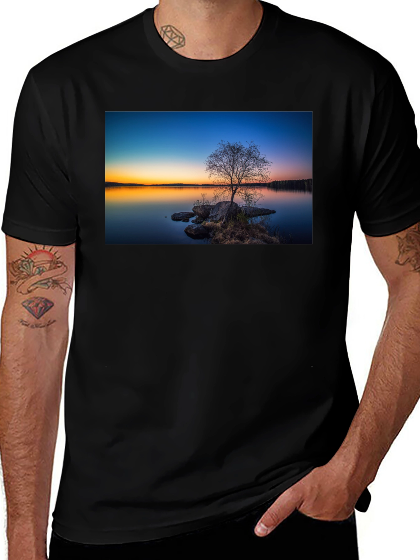 Variant 12 of Nature Sunset Graphic Tee - Black