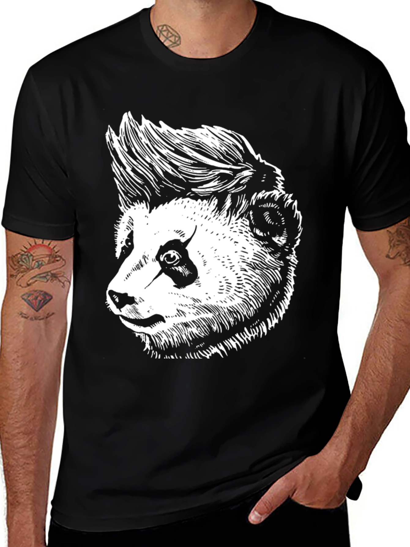 Variant 21 of Punk Panda Graphic Tee - Black Cotton T-Shirt