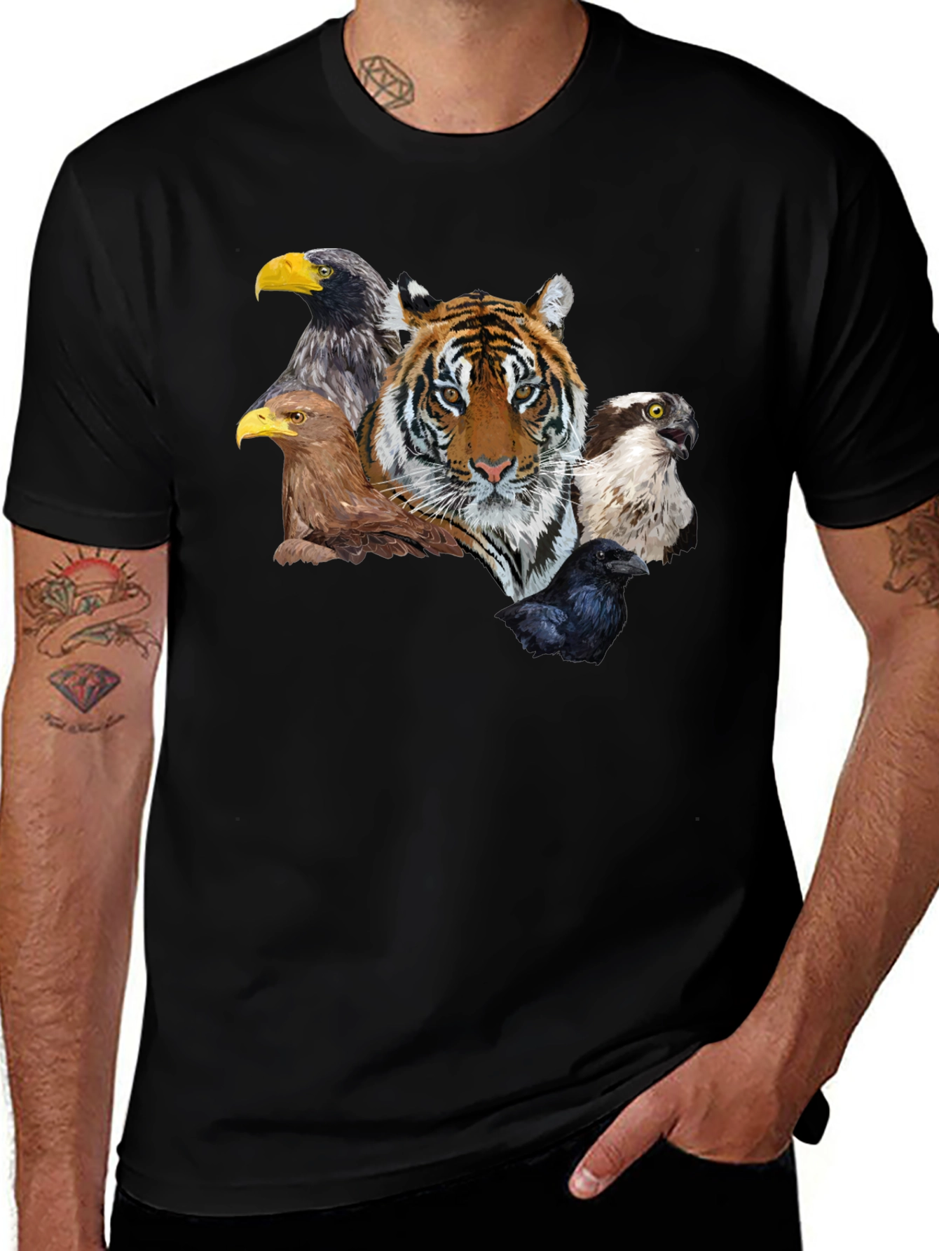 Variant 15 of Tiger & Birds Graphic Tee - Wildlife Fusion