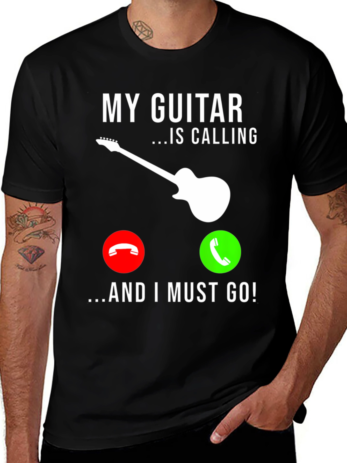 Variant 6 of My Guitar Is Calling T-Shirt - Musician Graphic Tee
