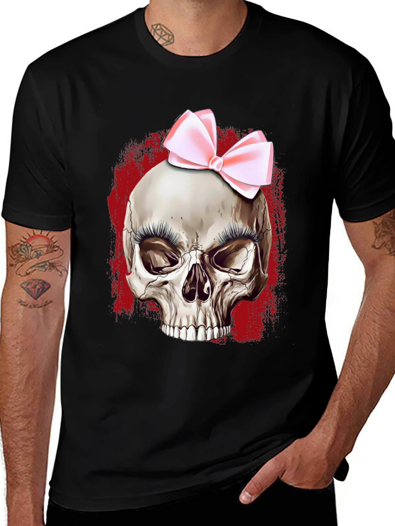 Variant 25 of Skull with Bow T-Shirt - Edgy & Cute!