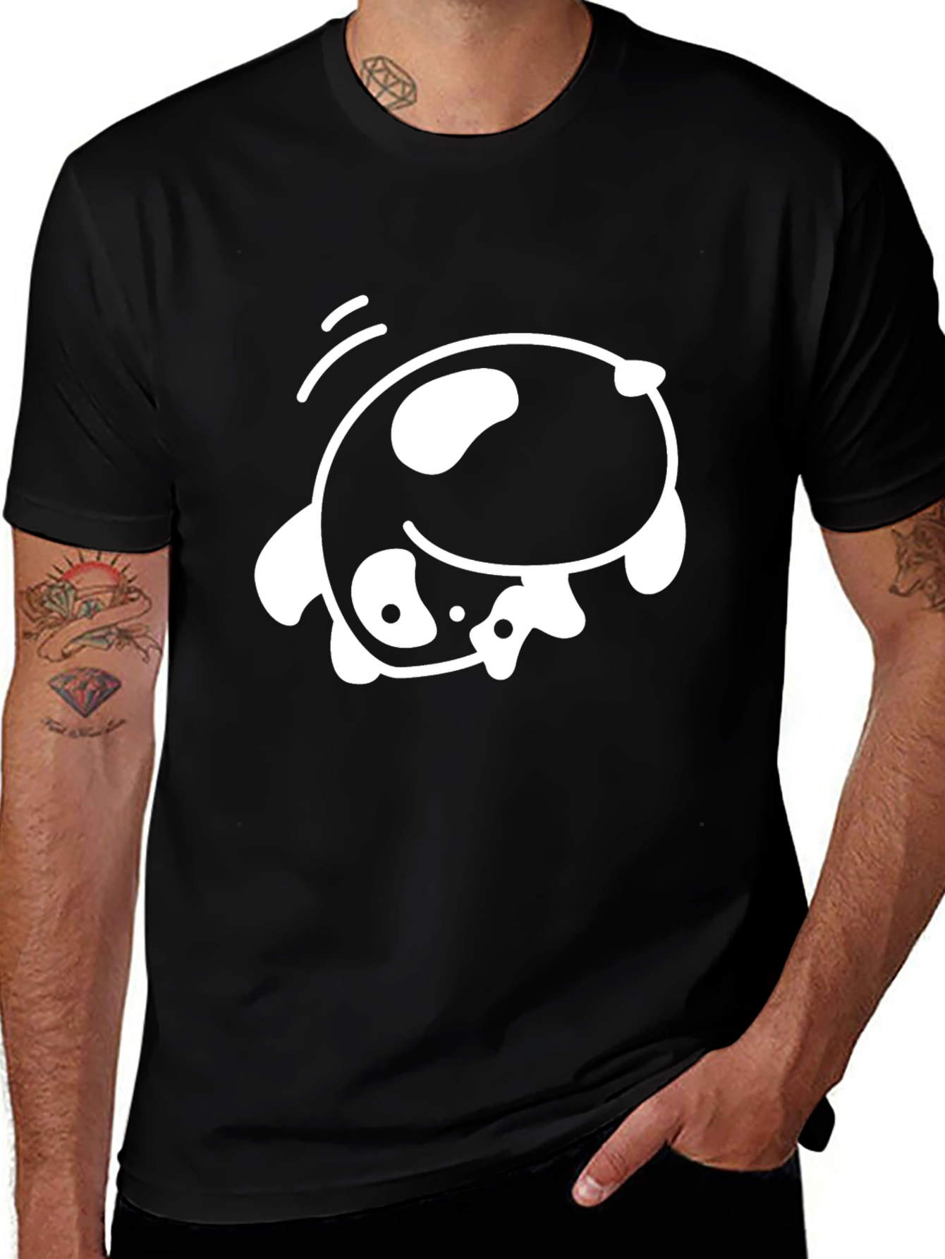 Variant 14 of Cute Panda T-Shirt - Graphic Tee - Black