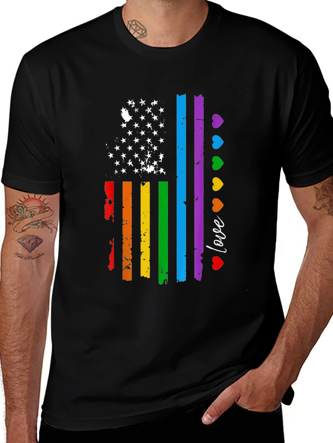 Rainbow American Flag Pride T-Shirt