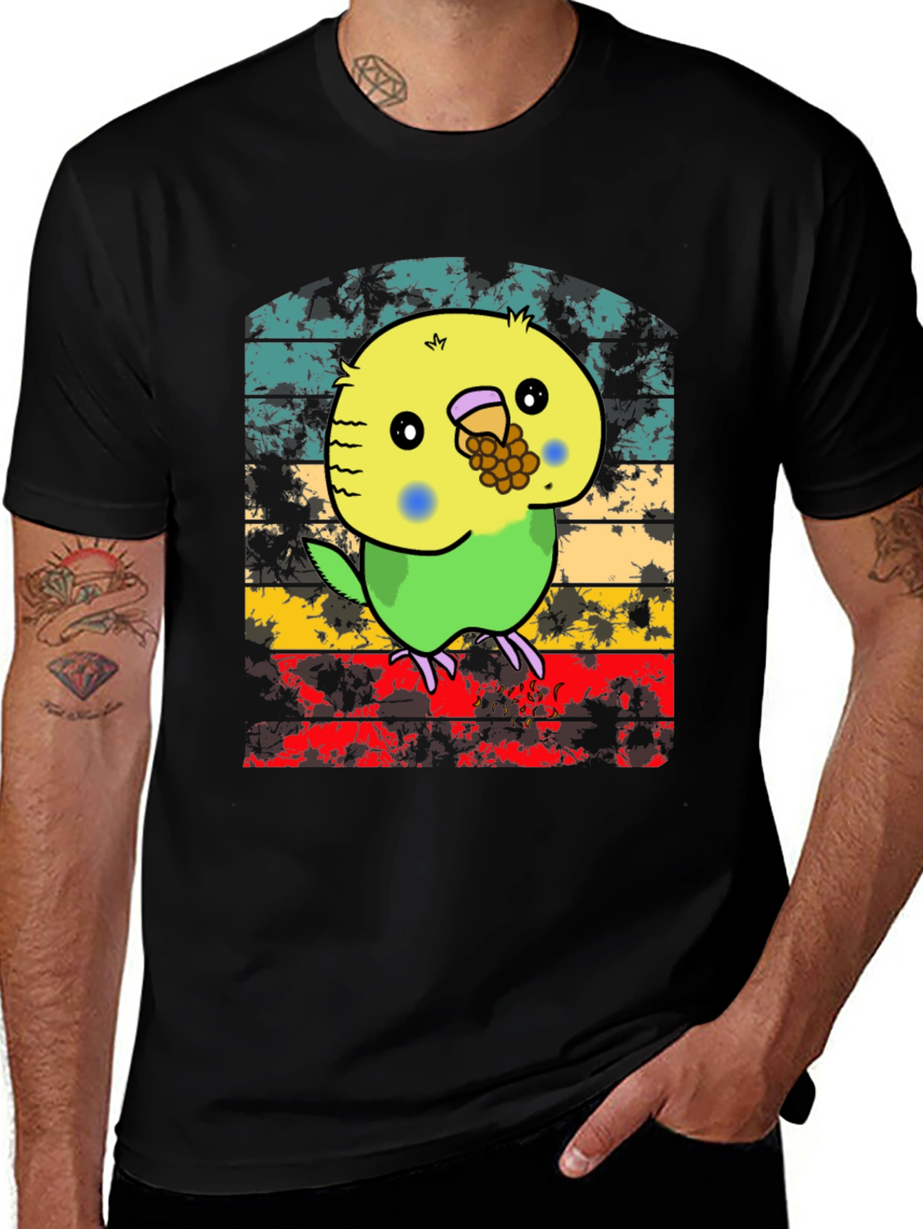 Variant 12 of Parakeet T-Shirt - Cartoon Budgie Design