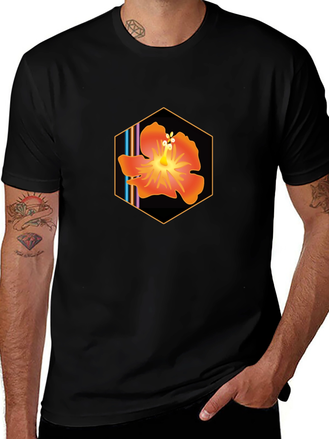 Variant 22 of Hibiscus Hexagon Graphic Tee - Tropical Style