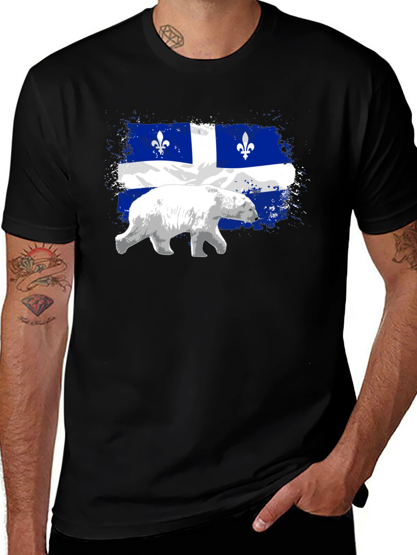 Variant 24 of Quebec Flag Polar Bear Graphic T-Shirt