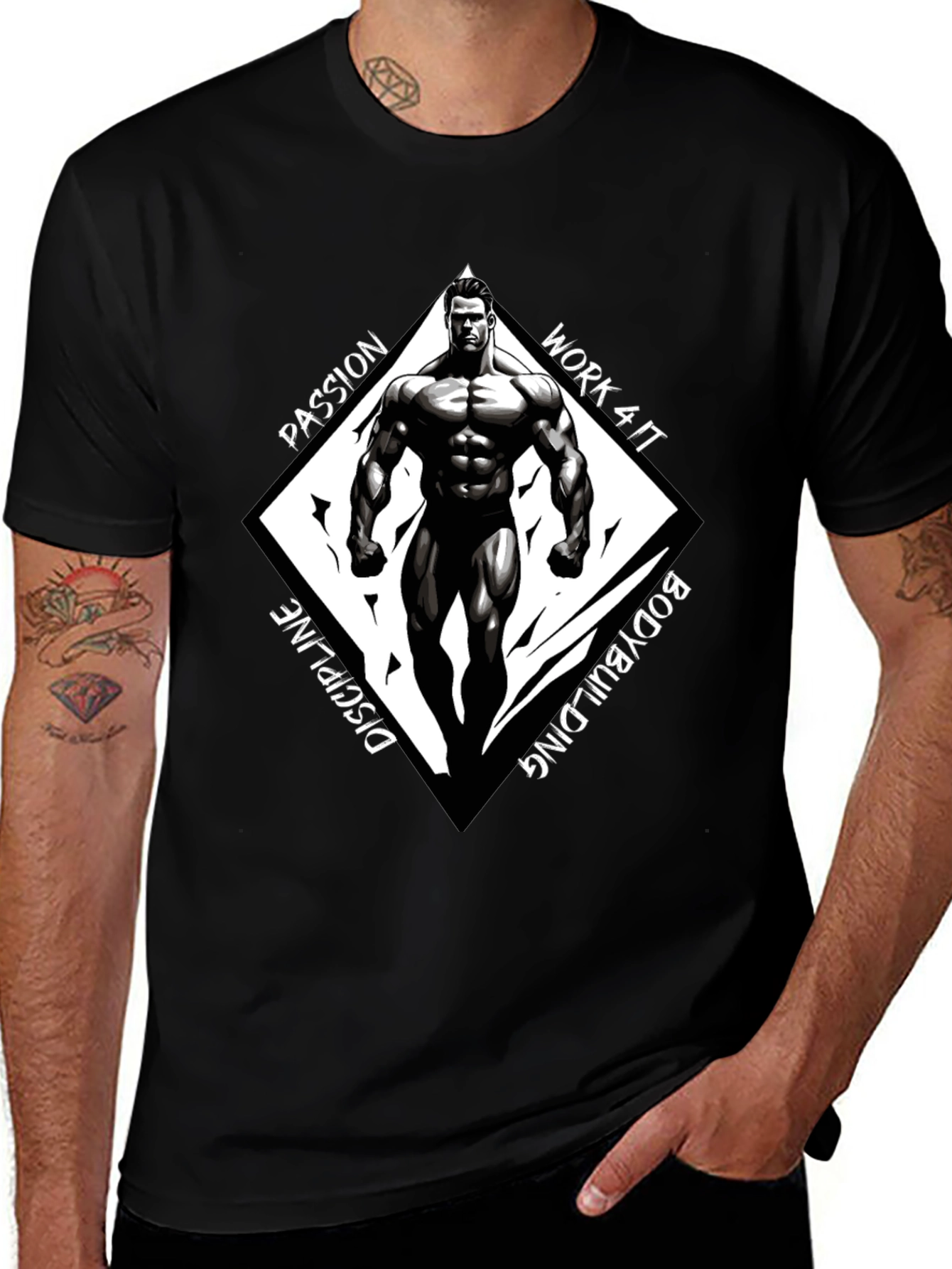 Variant 3 of Bodybuilding Graphic Tee - Passion, Discipline, Work 4 It