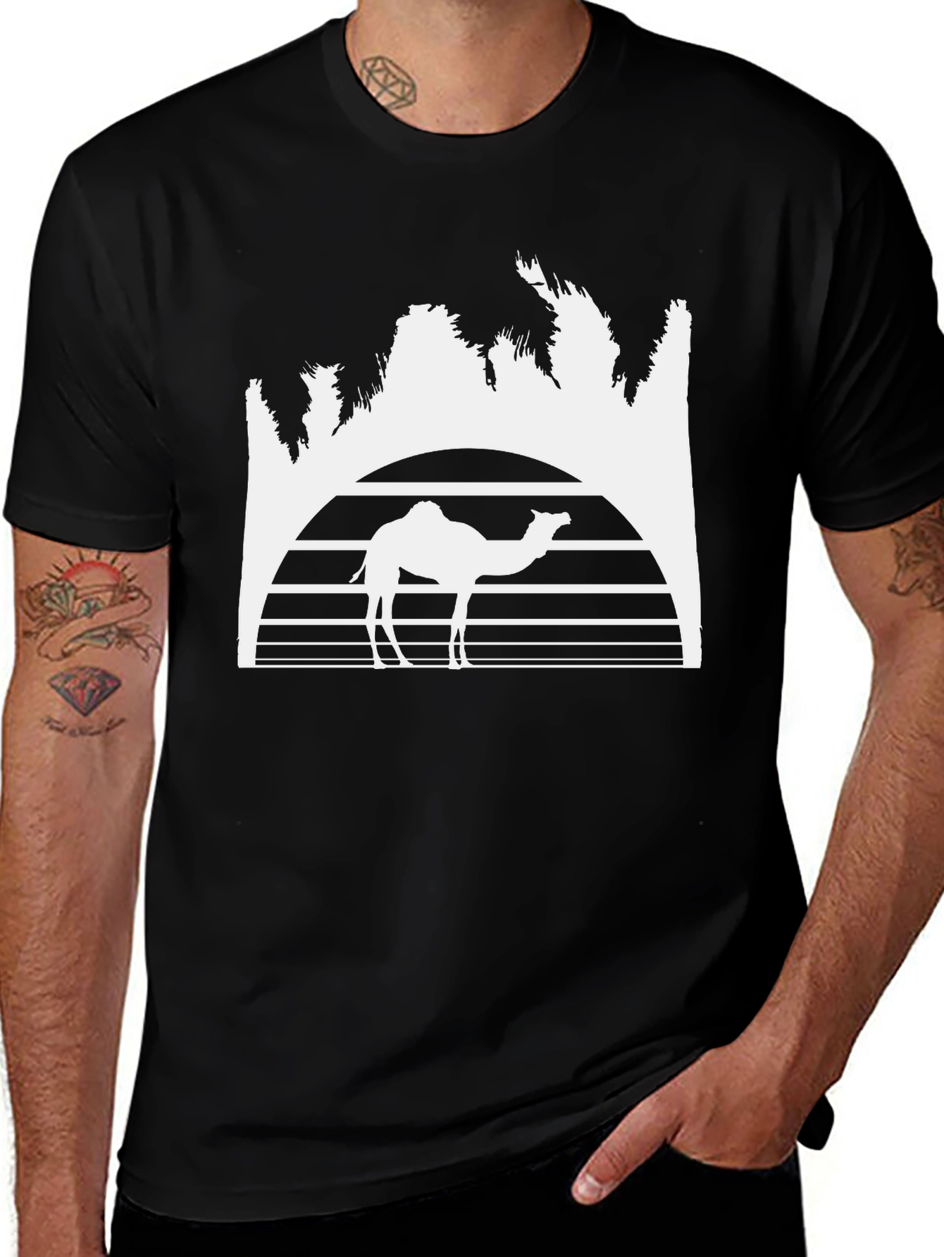 Variant 23 of Camel Desert Sunset Black T-Shirt