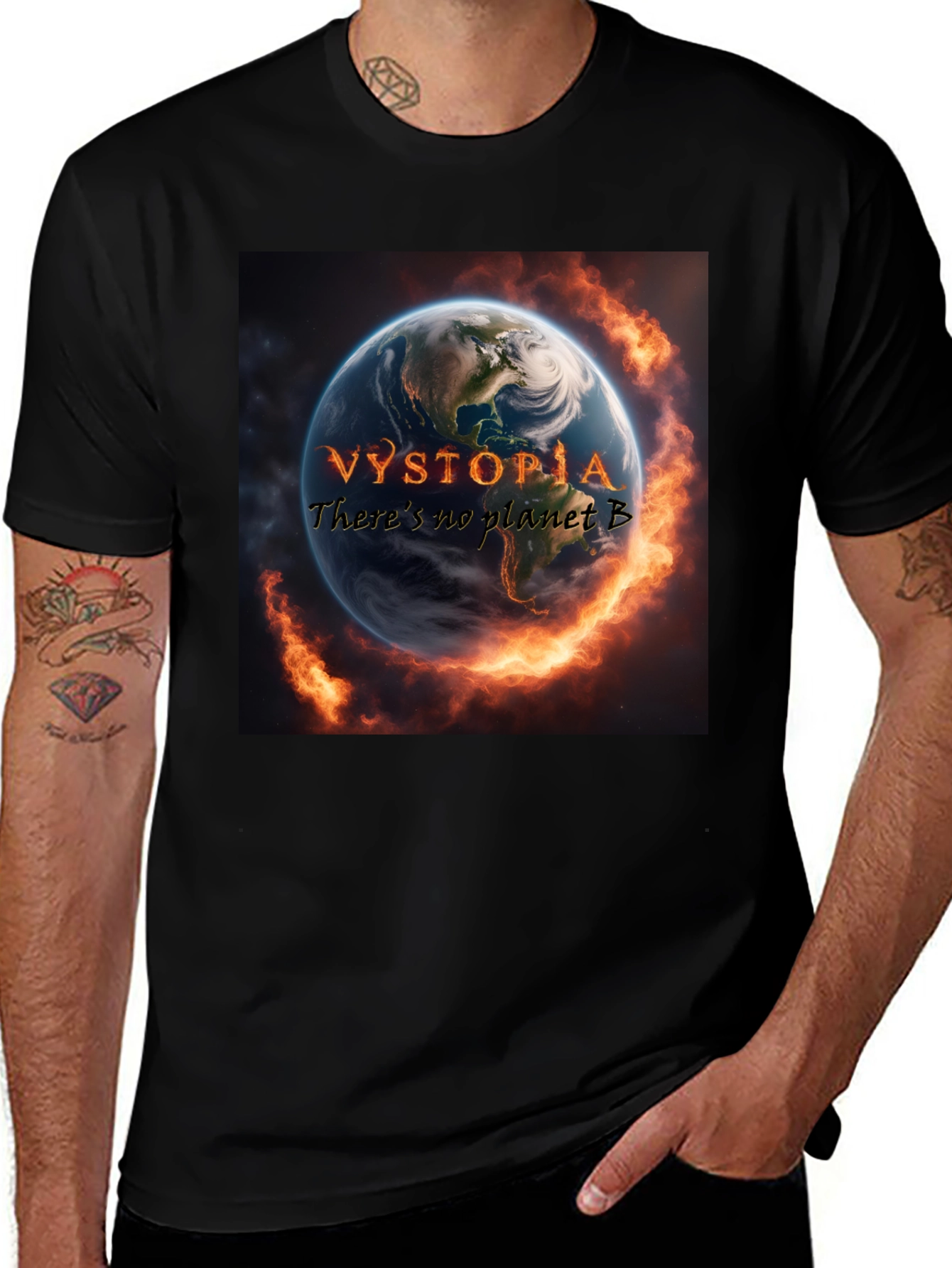 Variant 16 of Vystopia Planet Earth T-Shirt - No Planet B - Black