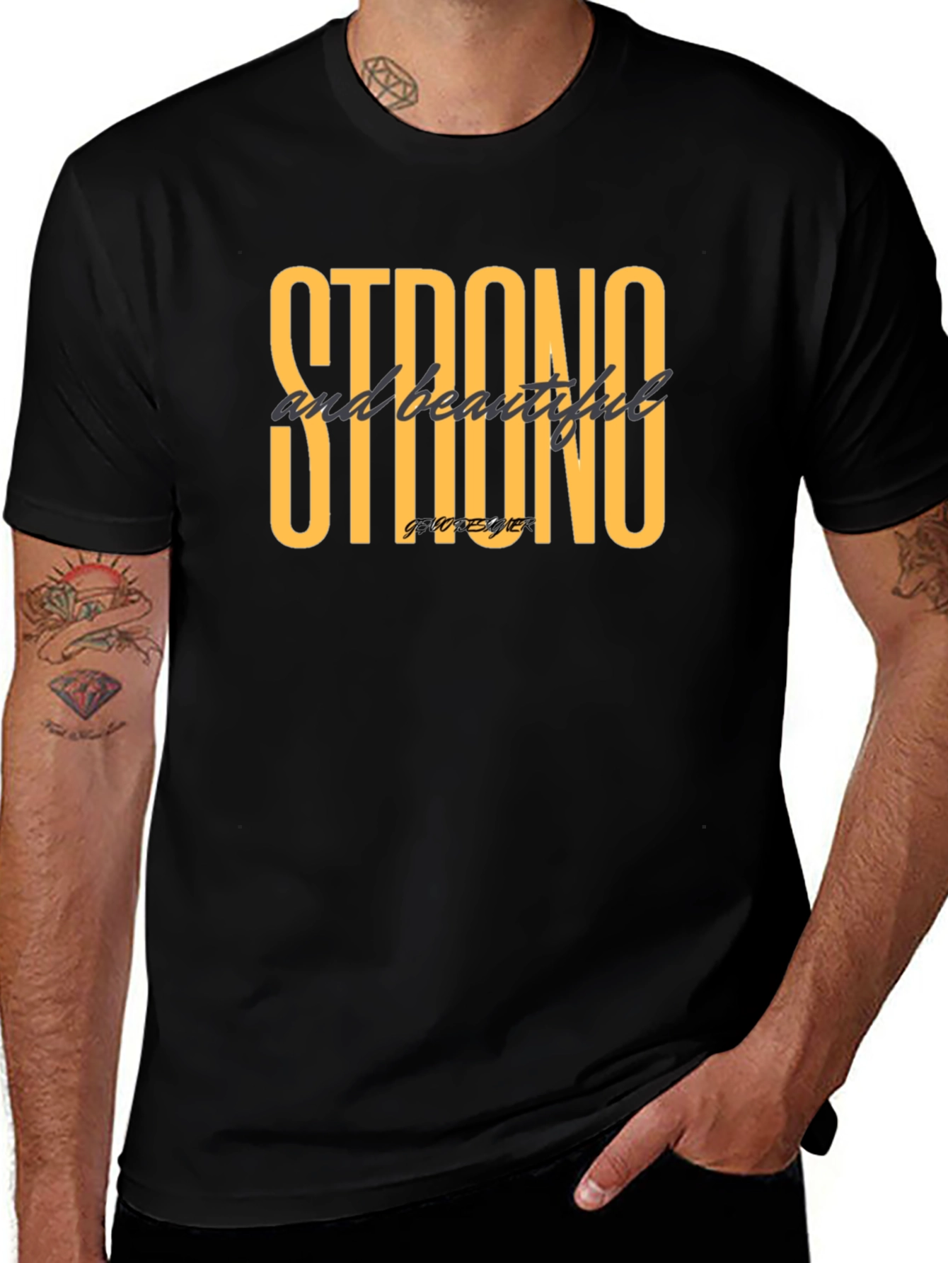 Variant 17 of Strong & Beautiful Graphic Tee - Stylish Black T-Shirt