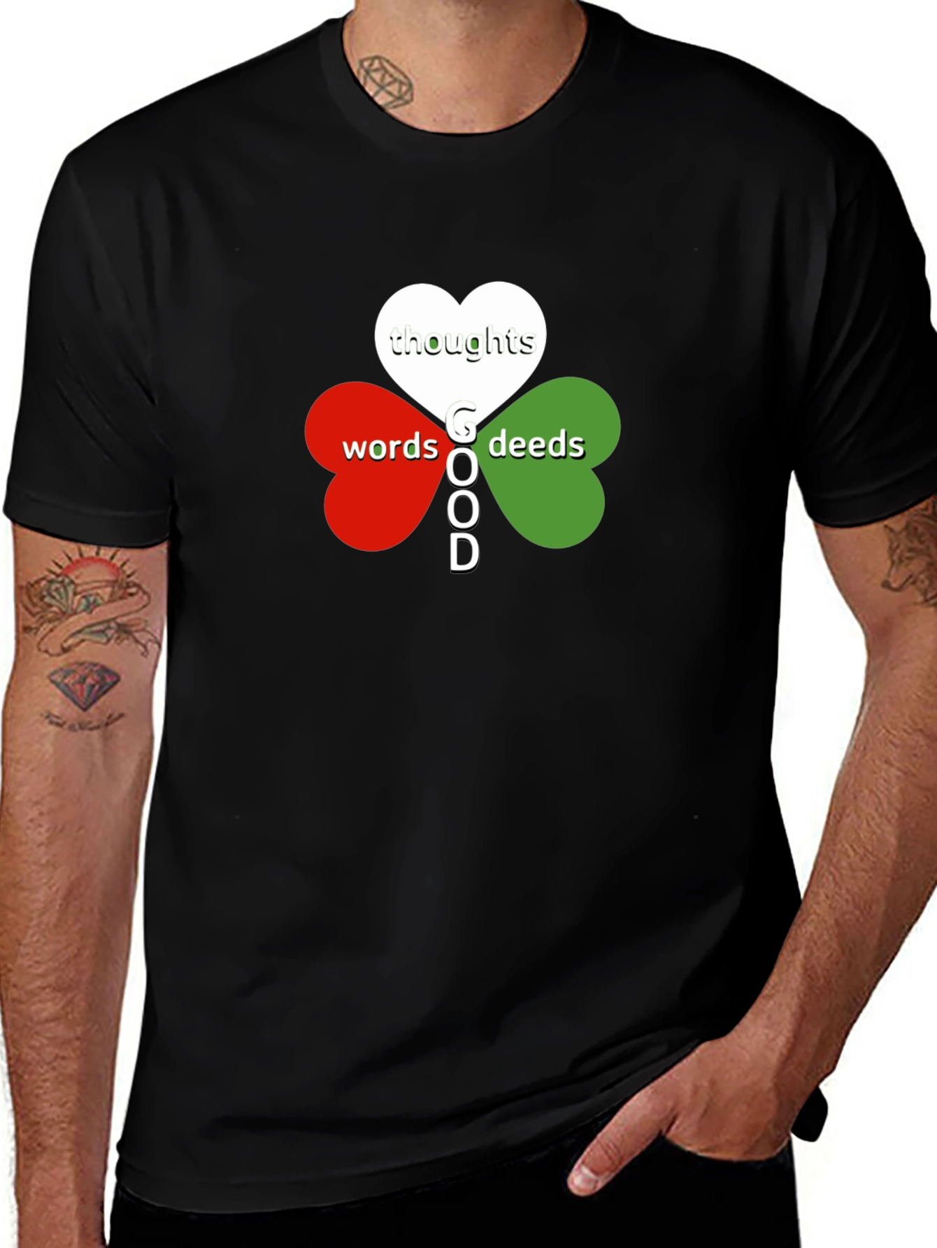 Variant 6 of Good Thoughts Words Deeds T-Shirt - Clover Heart