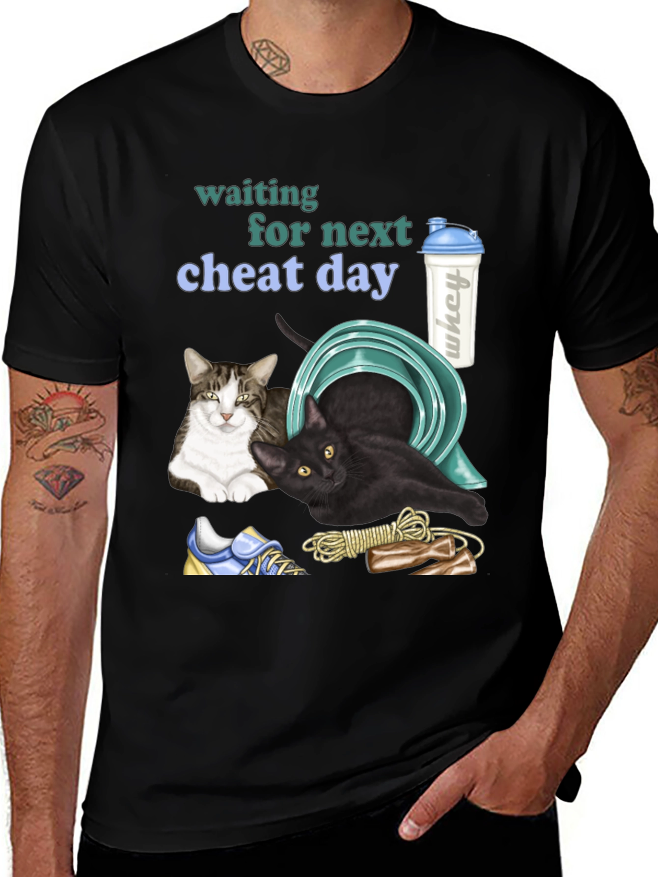 Variant 7 of Cheat Day Cat Gym Humor T-Shirt