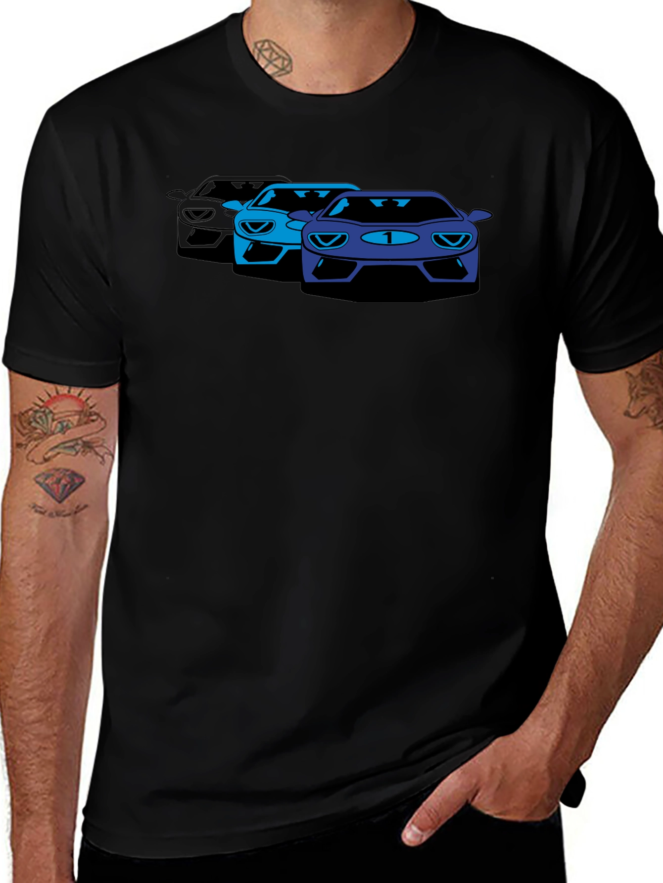 Racing Cars T-Shirt - Stylish Black Cotton Tee