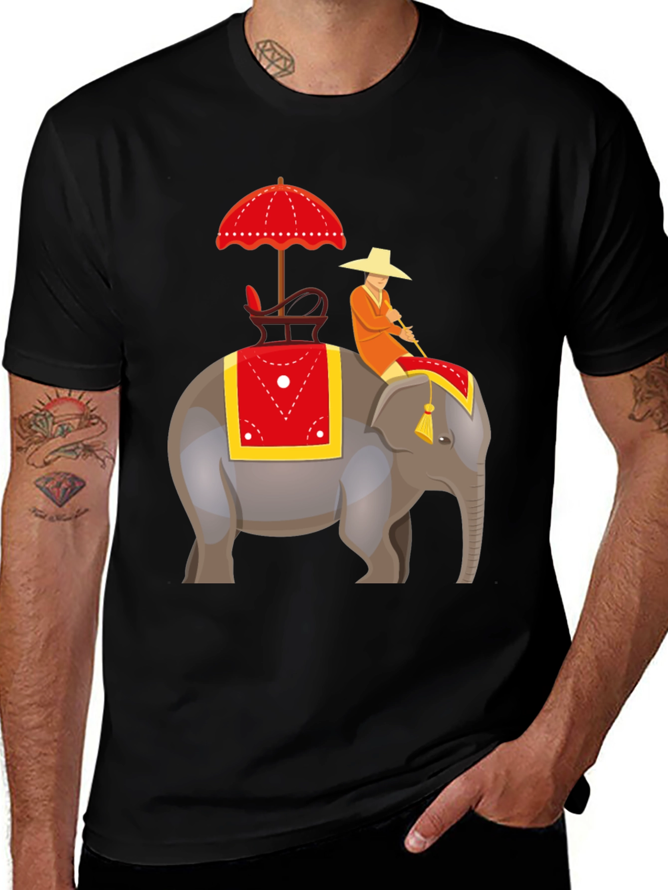 Variant 25 of Elephant Rider Graphic Tee - Unique Design