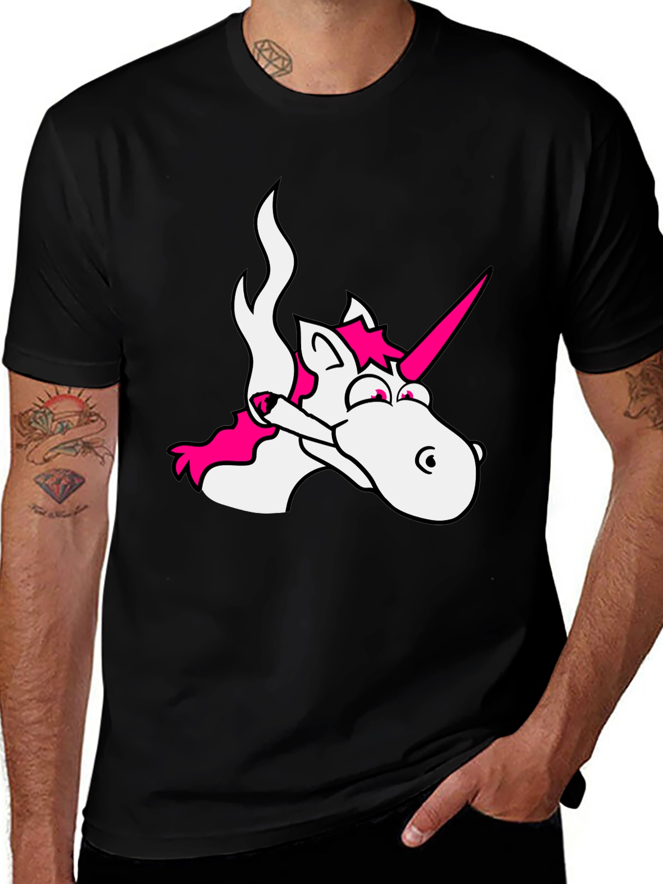Variant 24 of Unicorn Smoking Weed Black T-Shirt