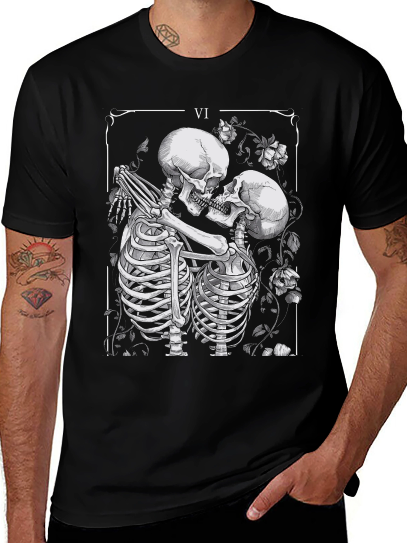 Variant 24 of Skeleton Lovers Tarot Card Graphic T-Shirt