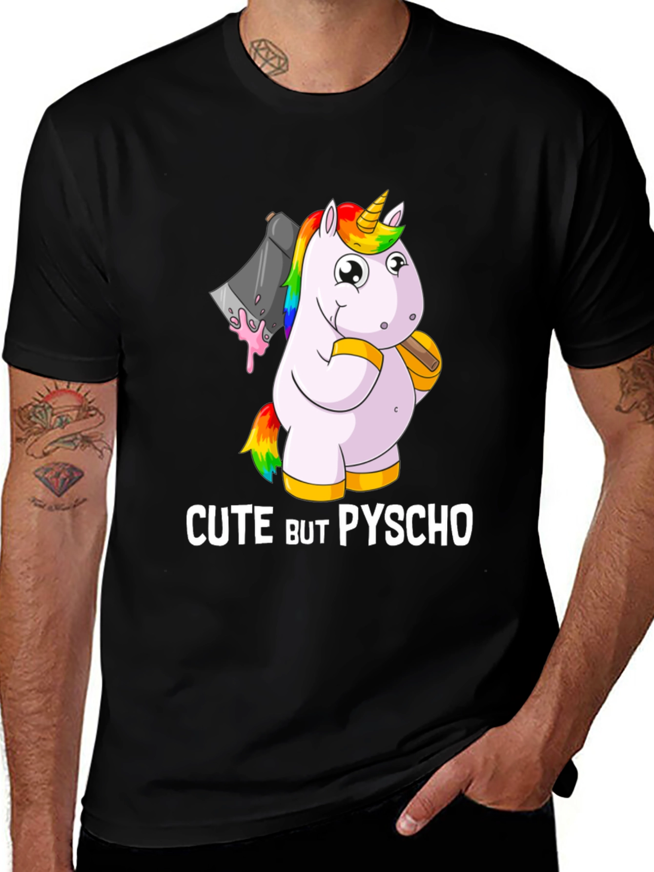 Variant 8 of Cute But Psycho Unicorn Graphic T-Shirt - Mens