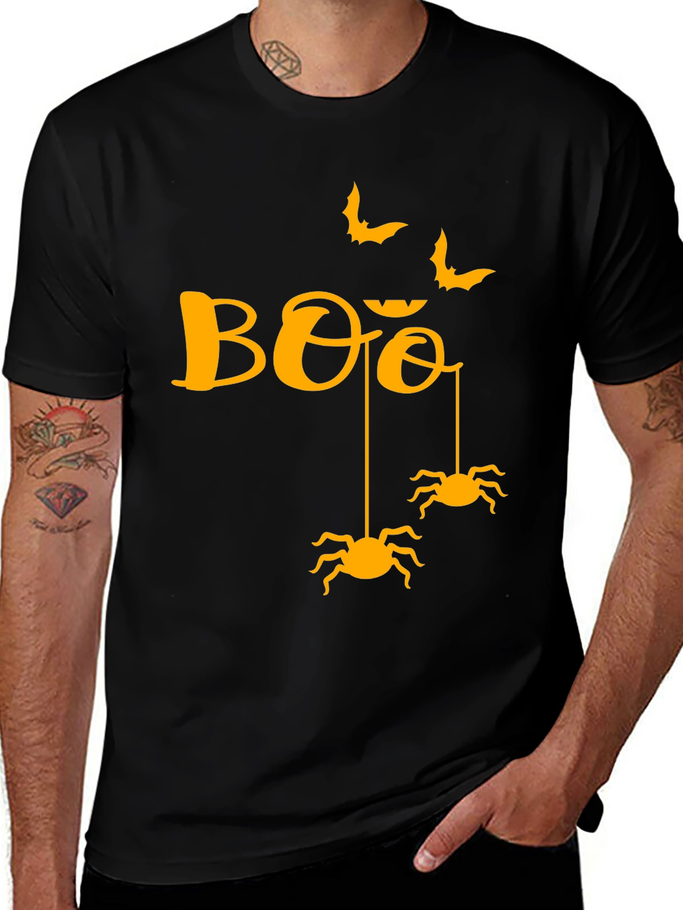 Variant 16 of Halloween Boo Spiders & Bats Graphic Tee