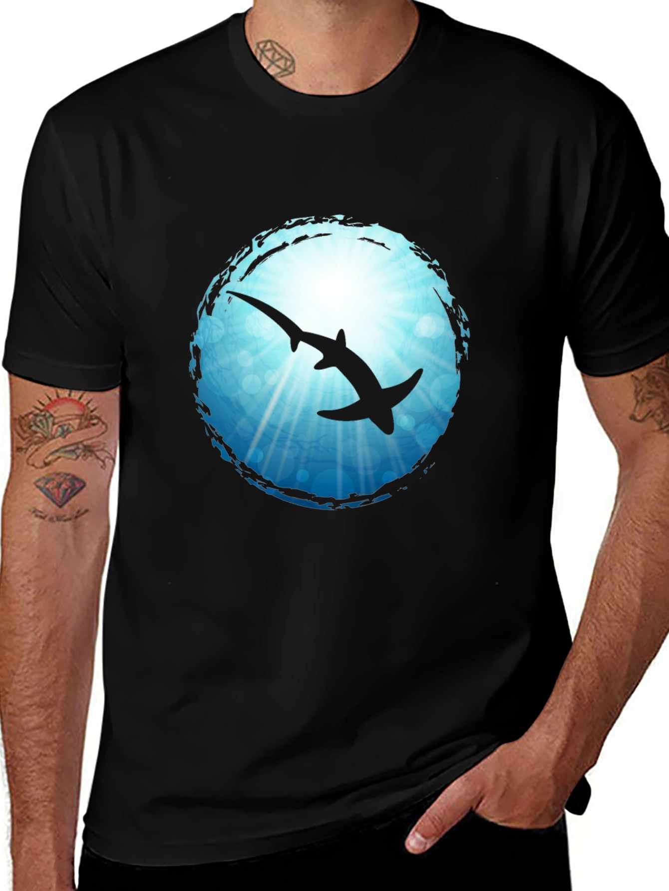 Variant 9 of Hammerhead Shark Silhouette Graphic Tee