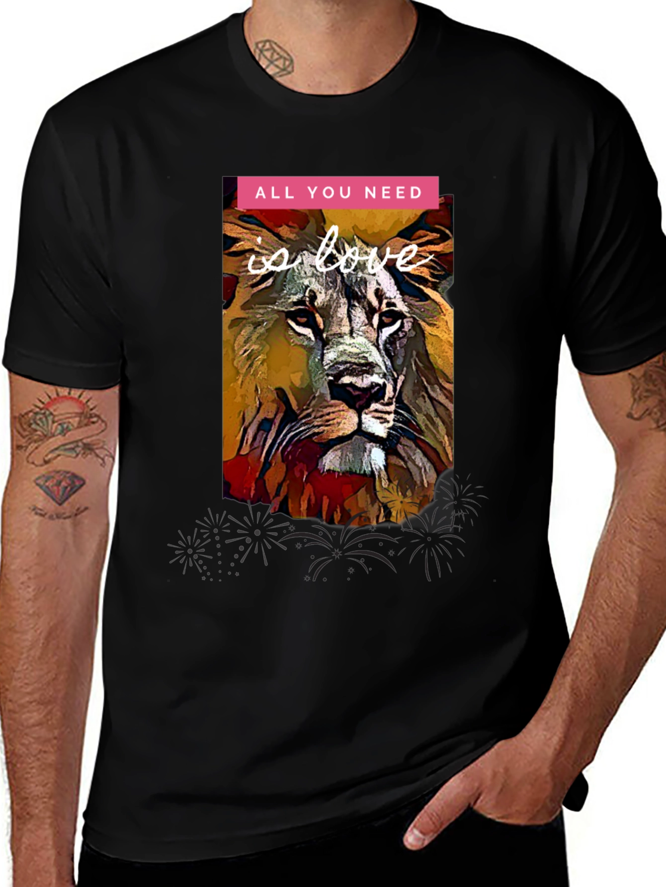 Variant 25 of All You Need is Love Lion Graphic Tee