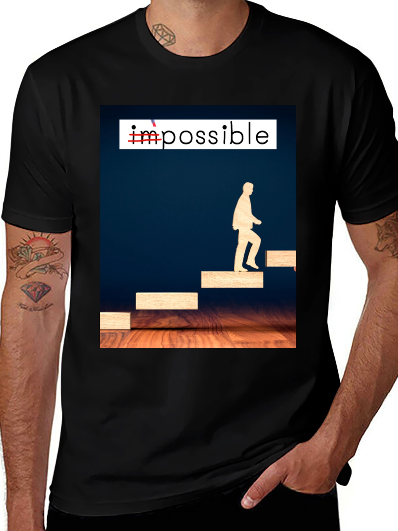 Variant 2 of Motivational Impossible T-Shirt - Black