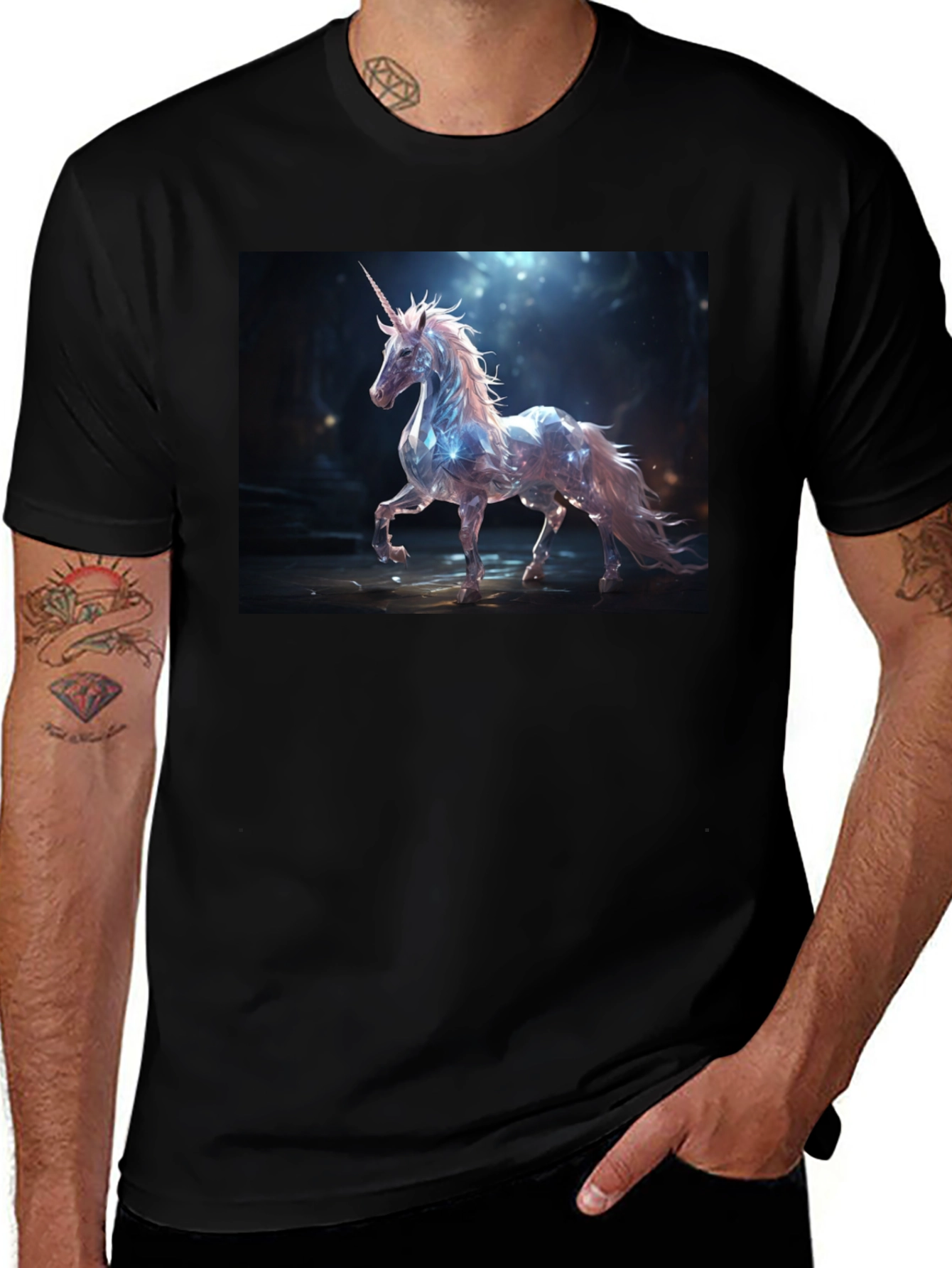 Variant 5 of Mystical Unicorn Graphic Tee - Black