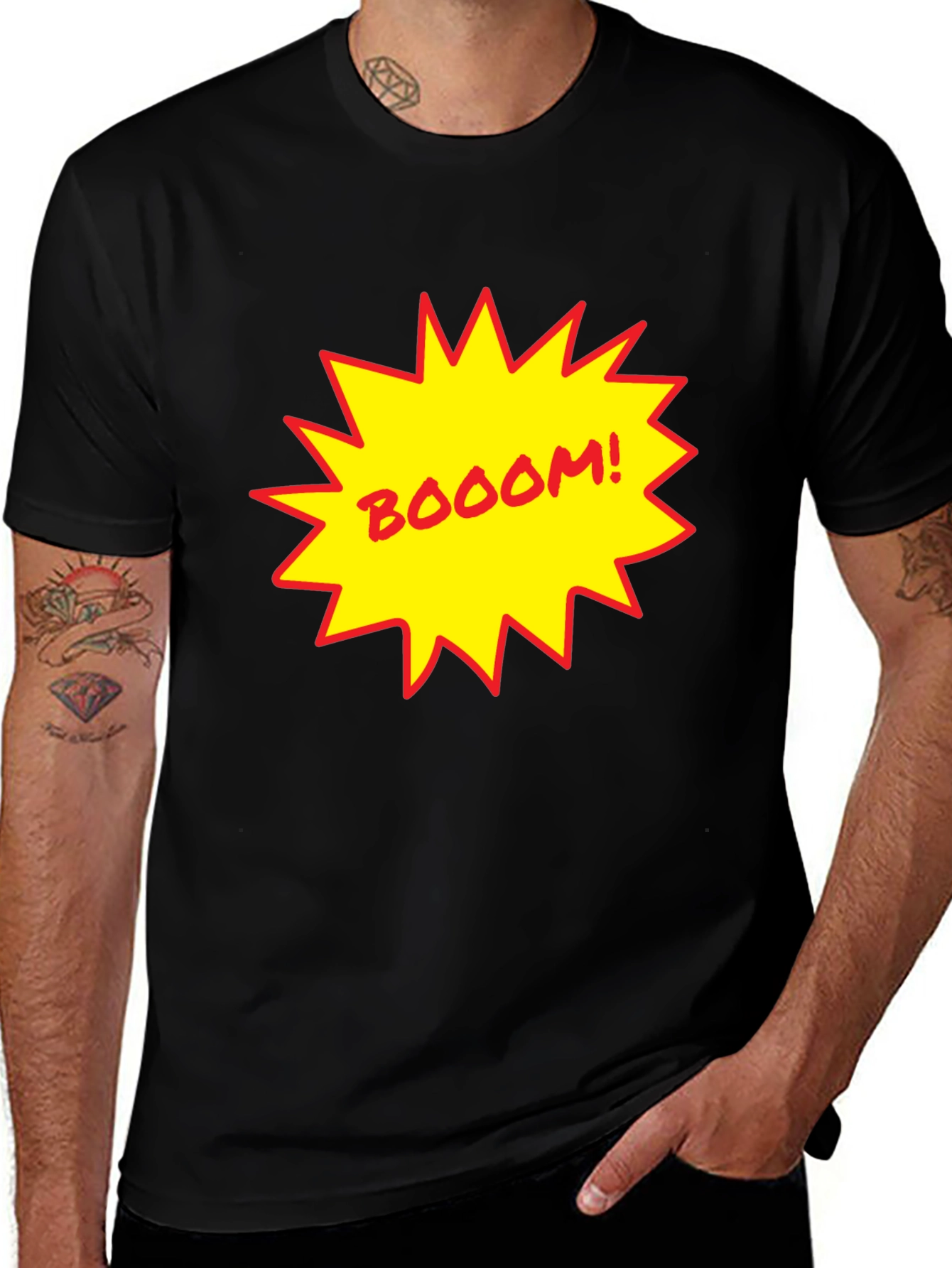 Black BOOOM! Graphic Print Black T-Shirt main image