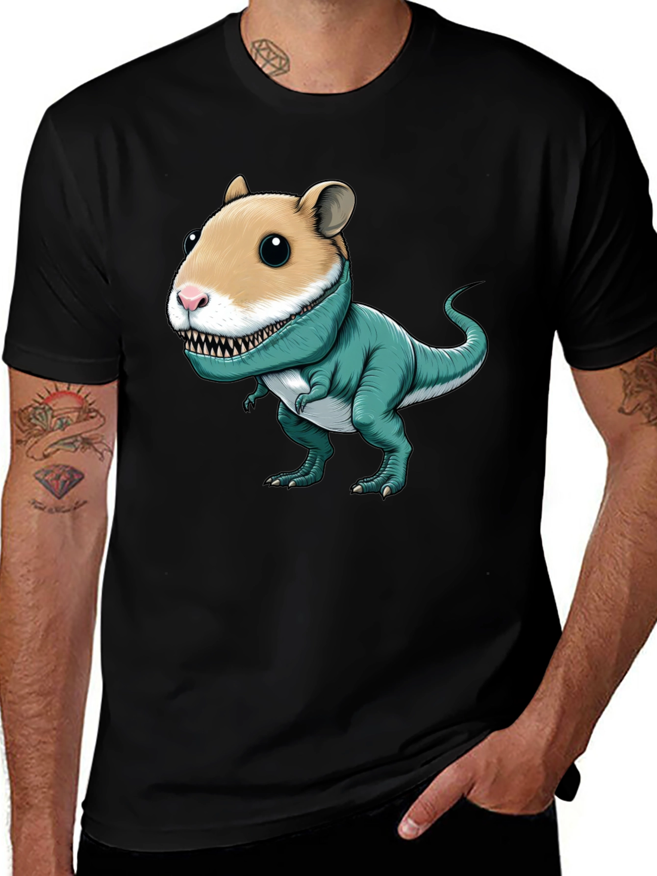 Variant 2 of Hamster Dinosaur T-Shirt - Funny Graphic Tee