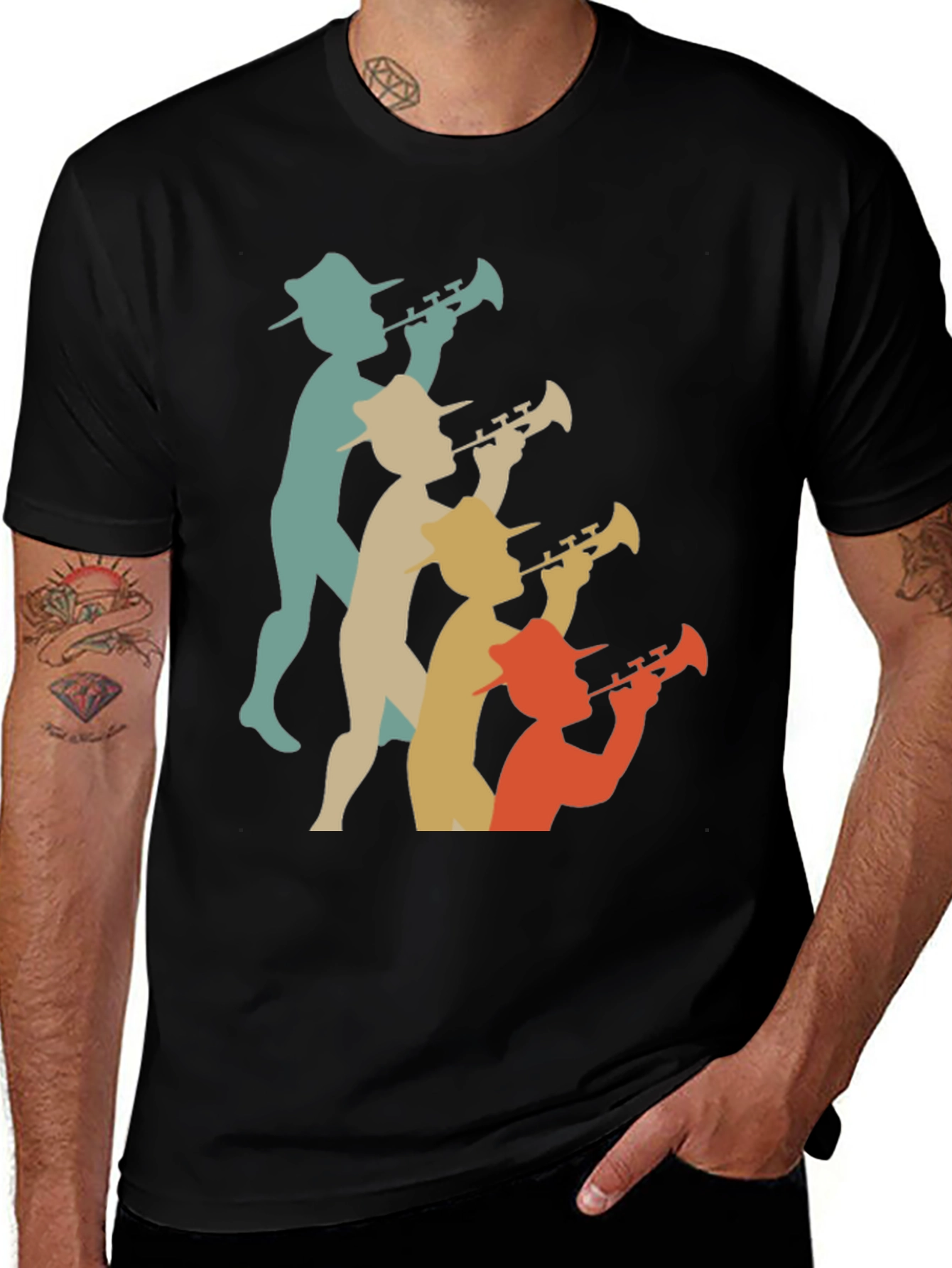 Variant 8 of Vintage Trumpet Player T-Shirt - Retro Design