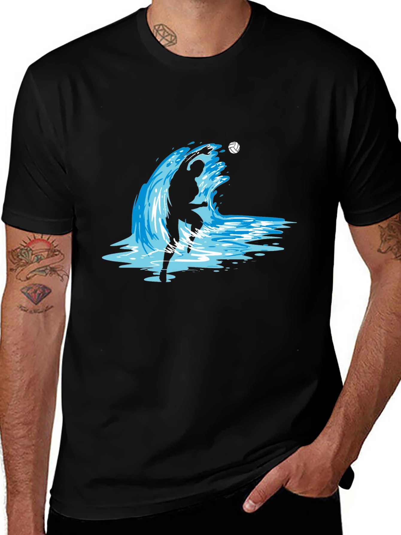 Variant 13 of Volleyball Wave Graphic T-Shirt - Black