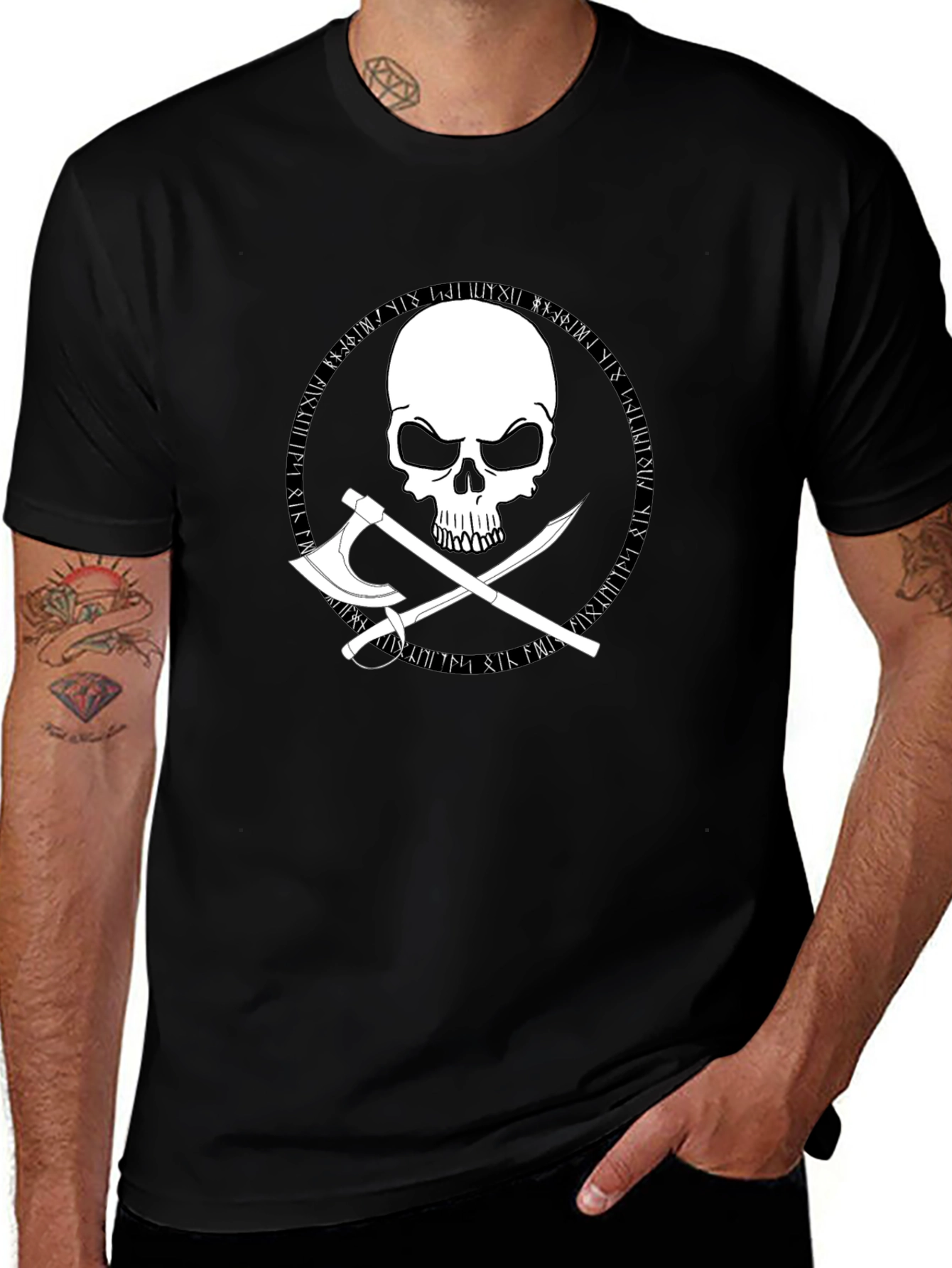 Variant 28 of Skull & Axes Graphic Tee - Black