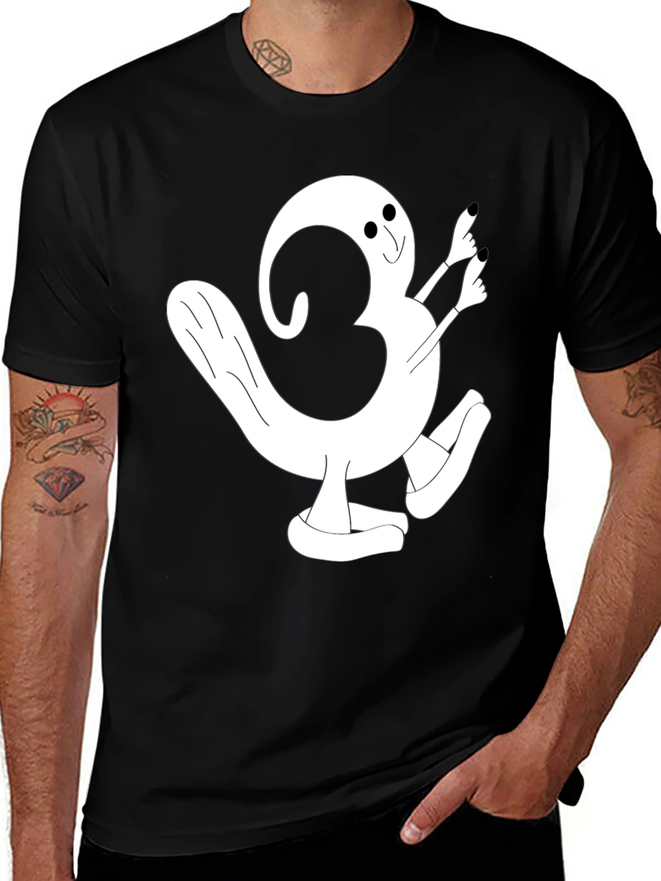 Variant 24 of Cartoon Character Graphic Tee - Black