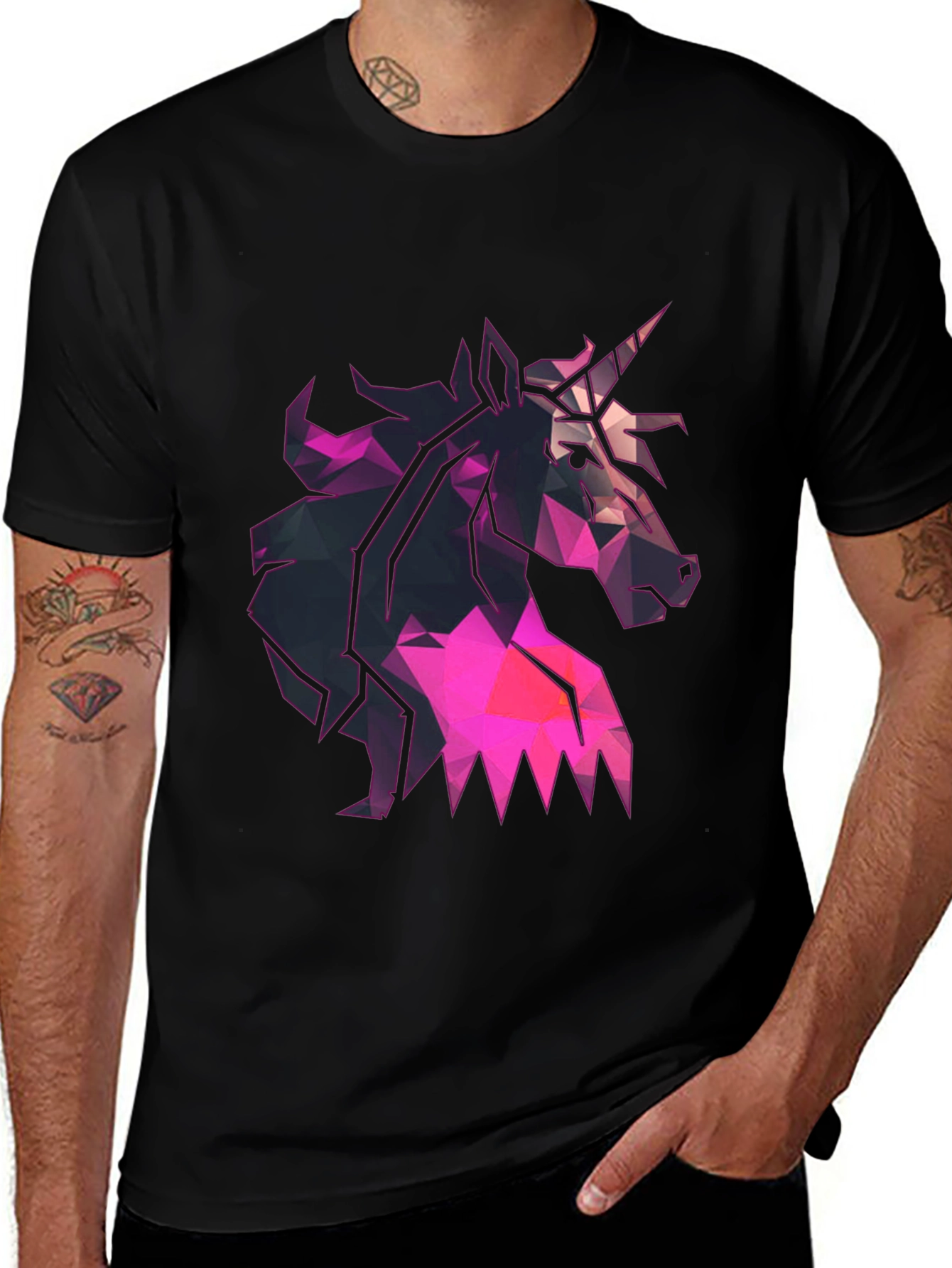 Variant 26 of Geometric Unicorn Graphic Tee - Black T-Shirt