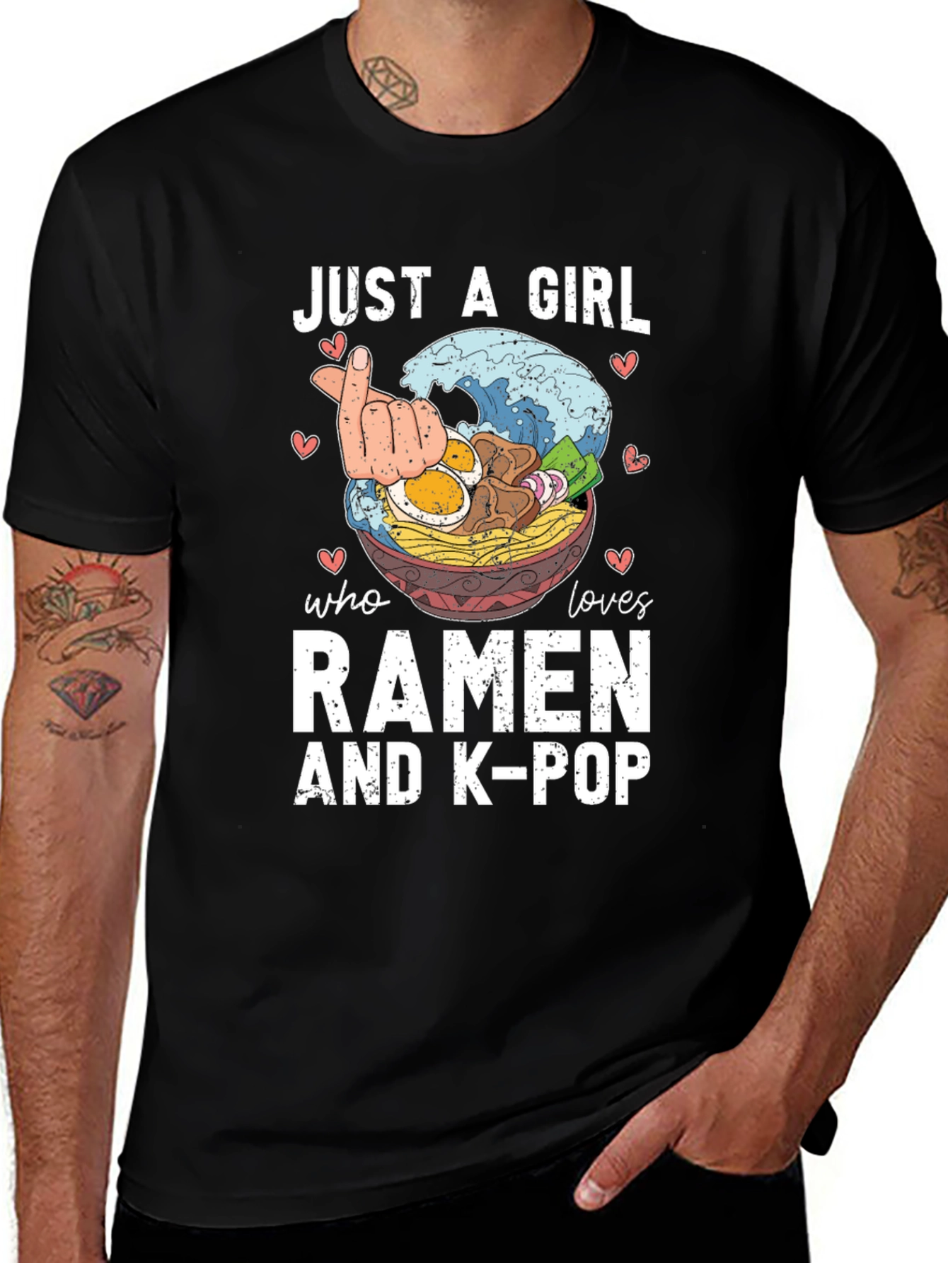 Variant 16 of Just A Girl Who Loves Ramen & K-Pop T-Shirt