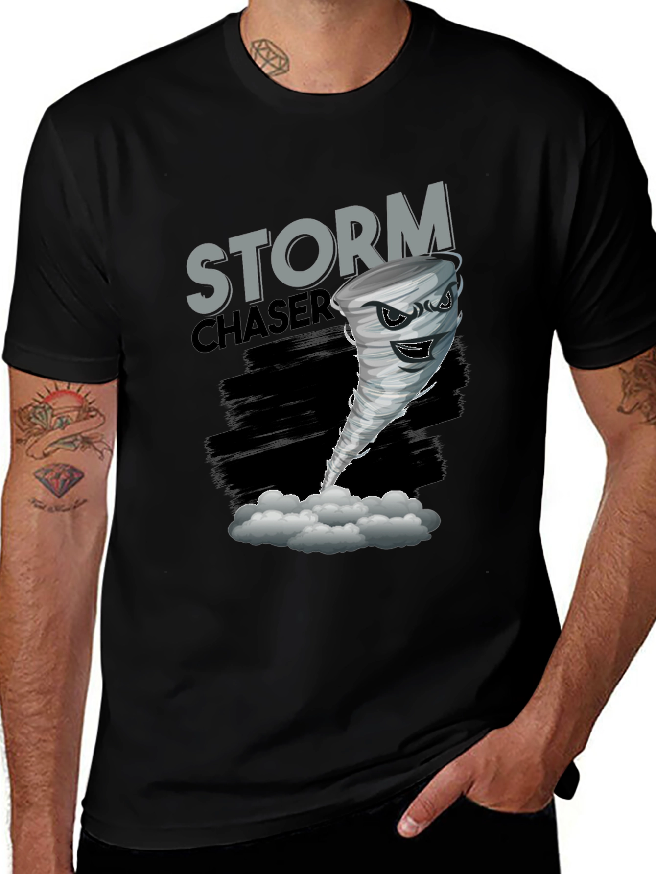 Variant 18 of Storm Chaser Graphic Tee - Tornado Design Black T-Shirt