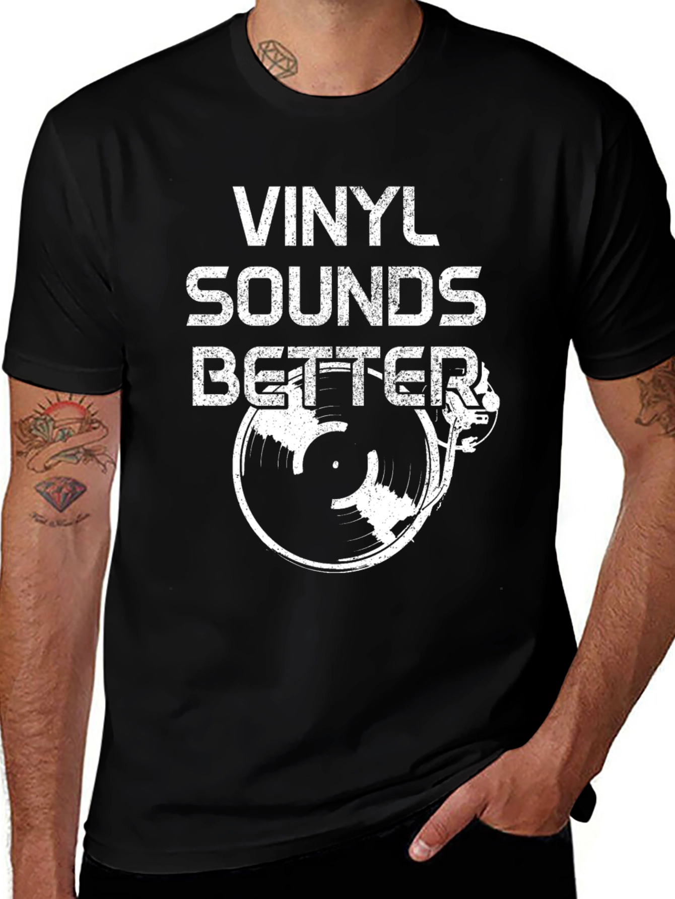 Variant 22 of Vinyl Sounds Better Black Graphic Tee