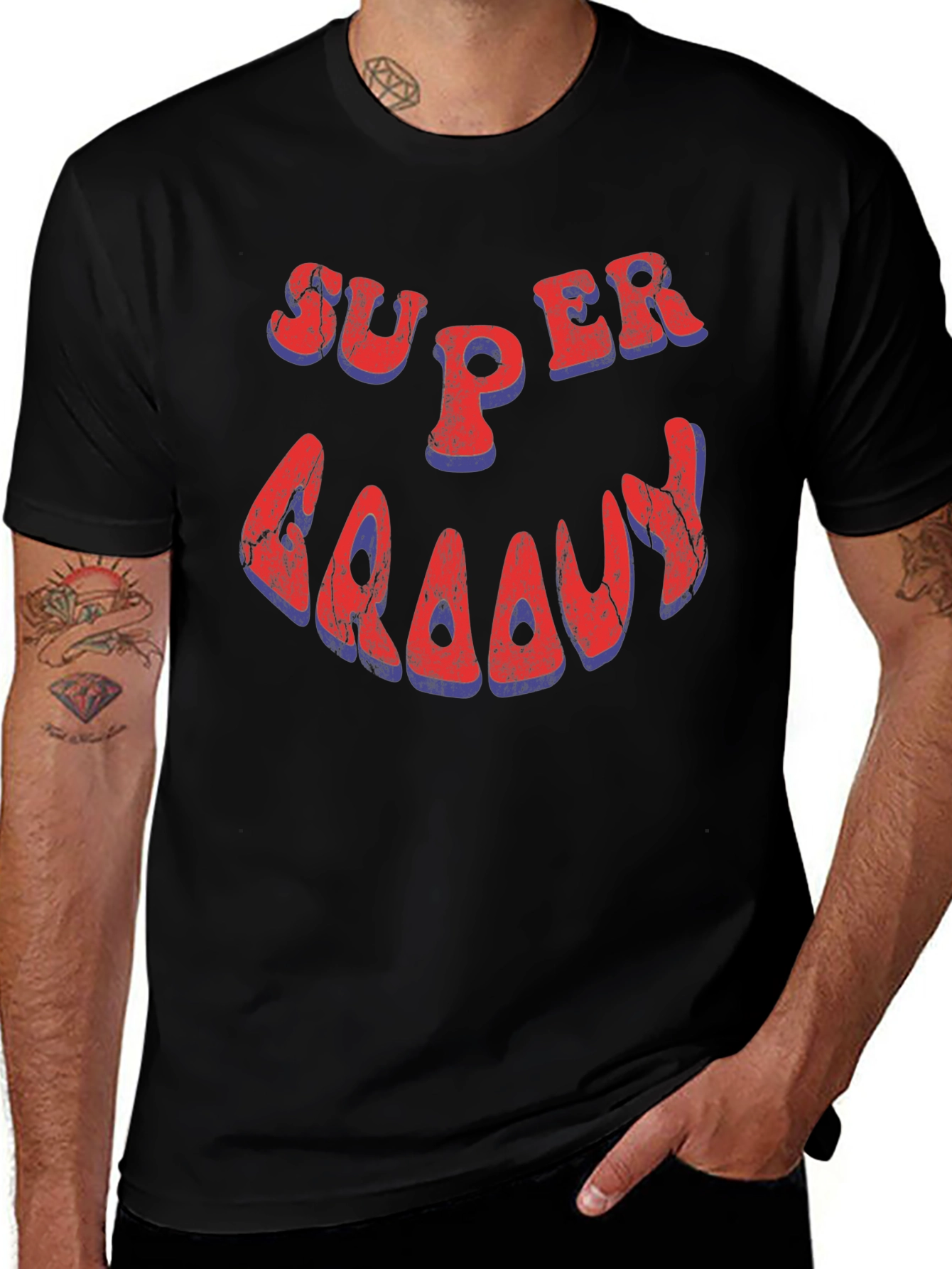 Variant 22 of Super Groovy Retro Style Black T-Shirt