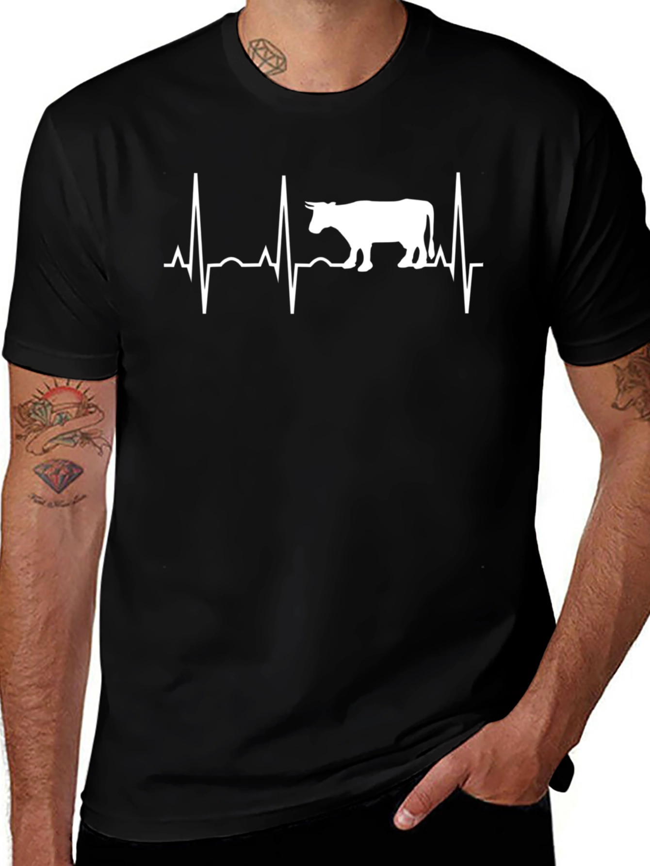 Variant 22 of Cow Heartbeat T-Shirt - Novelty Animal Tee