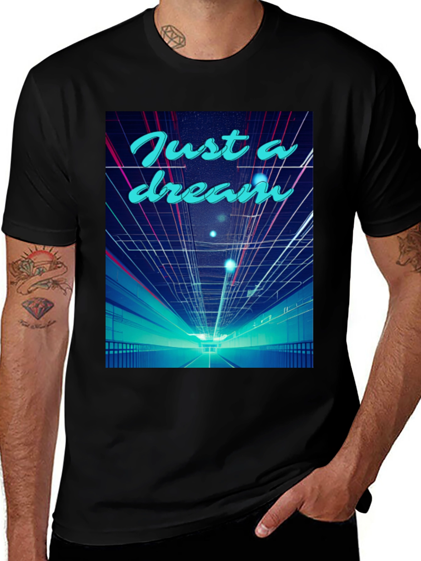 Variant 19 of Just a Dream Graphic Tee - Retro Style Black T-Shirt