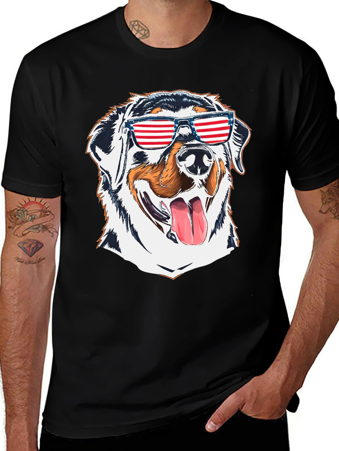 Variant 2 of Patriotic Dog T-Shirt - American Flag Sunglasses