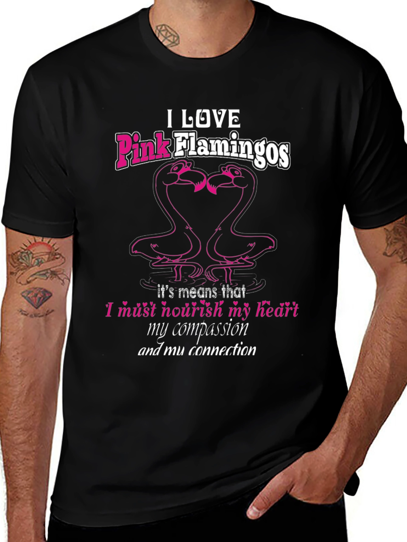 Variant 27 of I Love Pink Flamingos Black T-Shirt