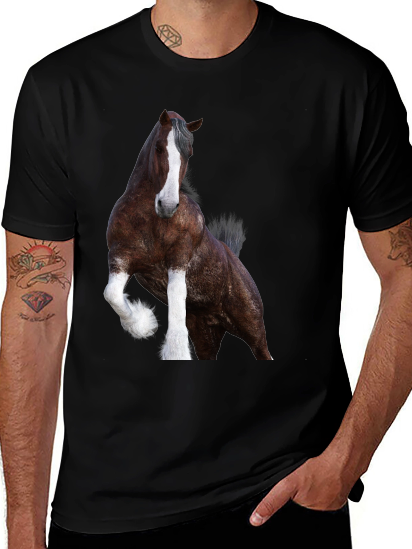 Variant 3 of Horse Graphic Black T-Shirt | Animal Tee