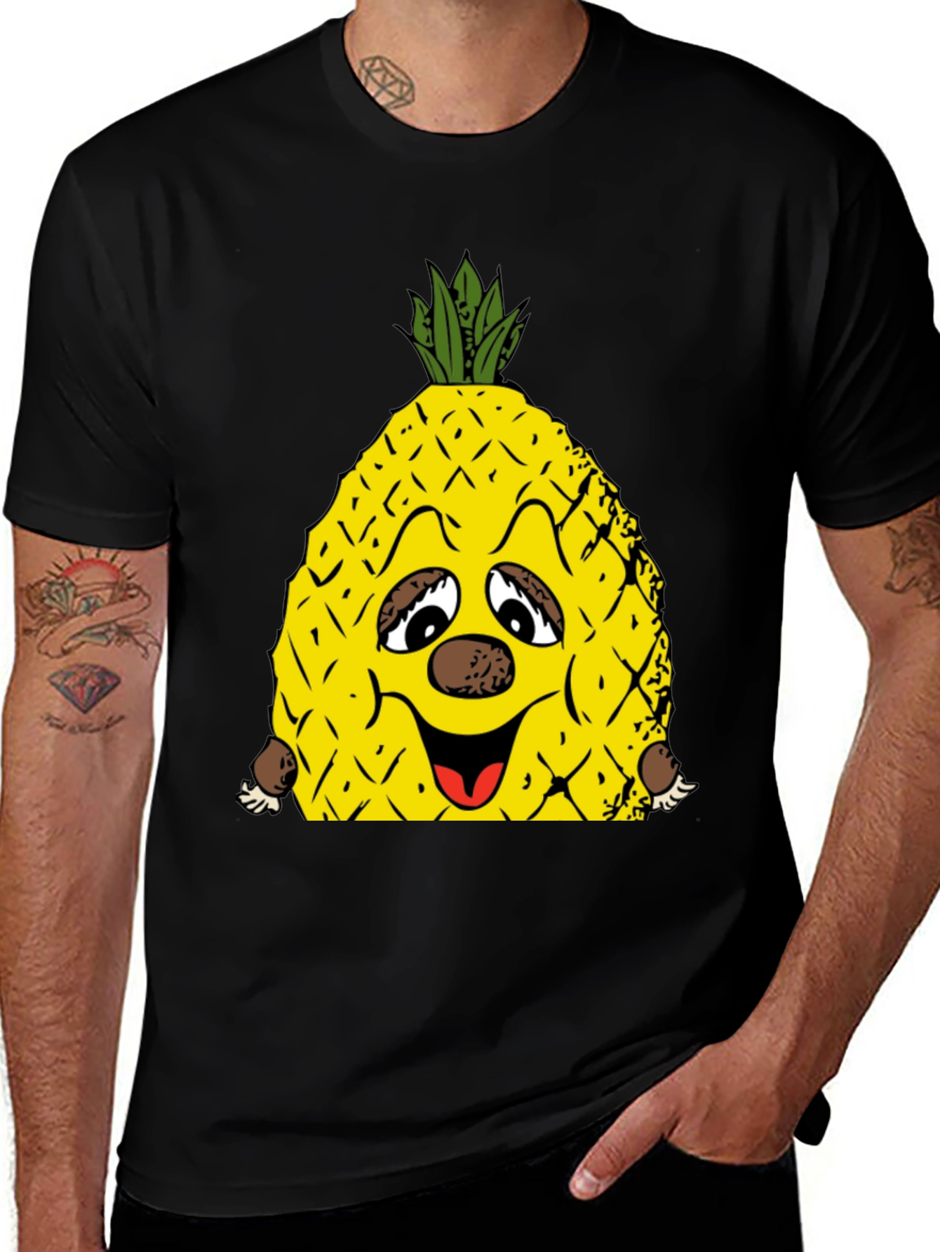 Variant 3 of Funny Pineapple Graphic Tee - Black Cotton T-Shirt