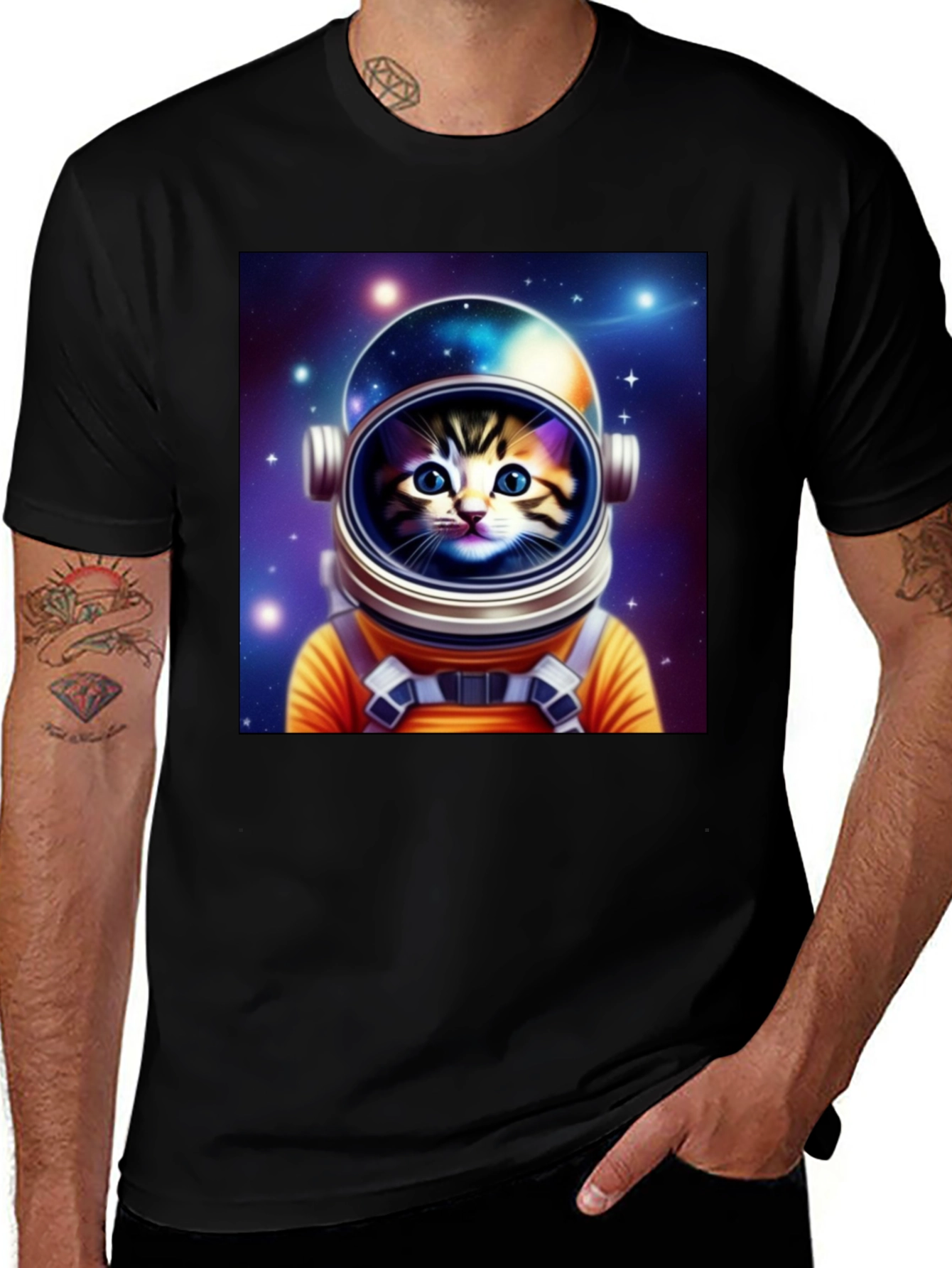 Variant 28 of Astronaut Cat Graphic Tee - Space Kitten T-Shirt
