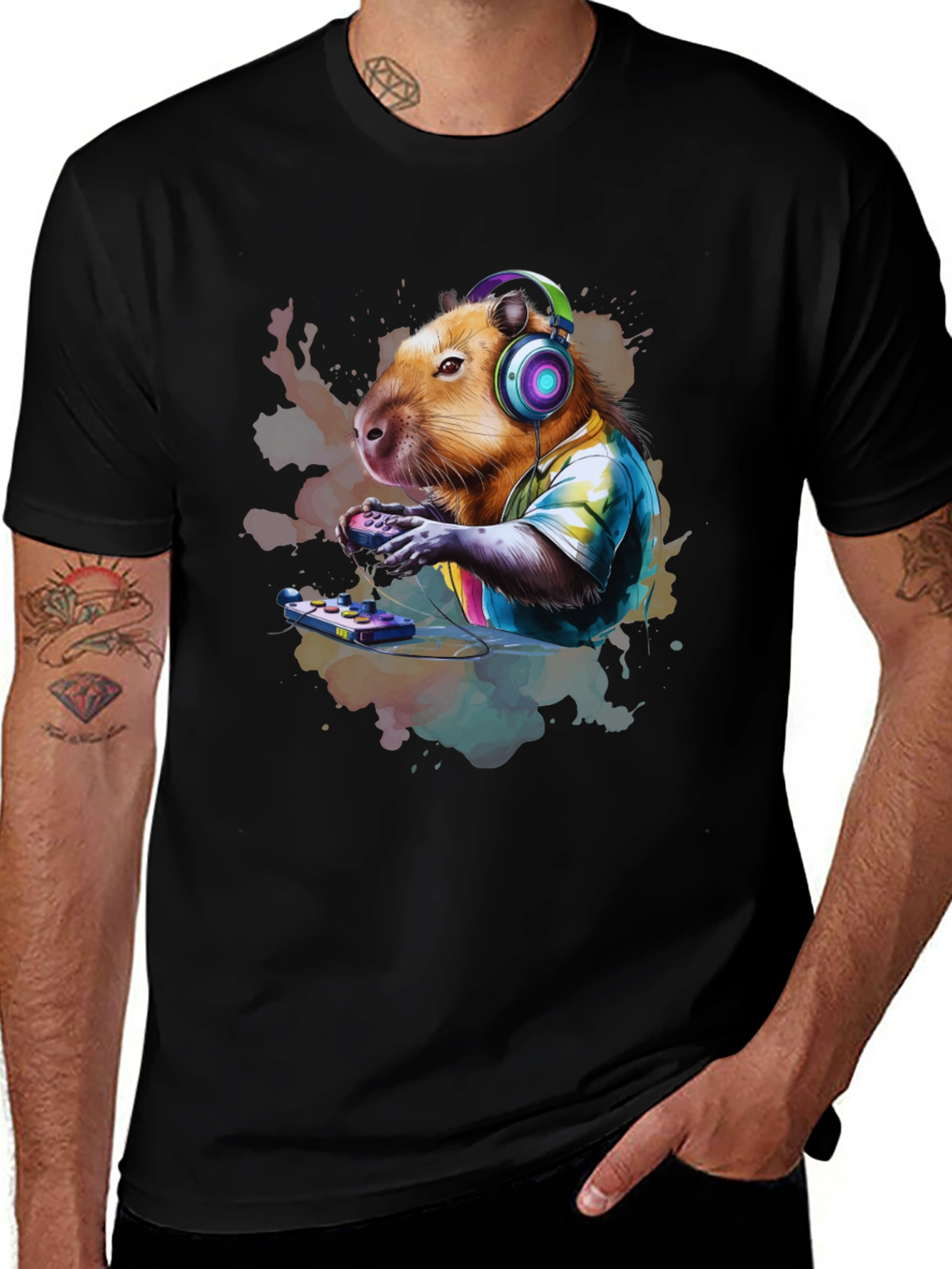 Variant 24 of Capybara Gamer T-Shirt: Cool Animal Tee for Gaming Lovers