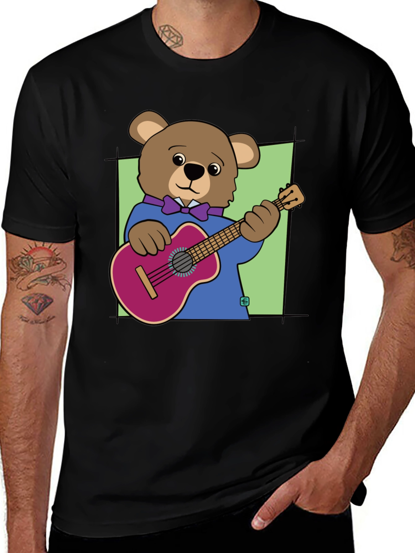 Variant 30 of Bear Playing Guitar Graphic Tee - Cool Musician T-Shirt