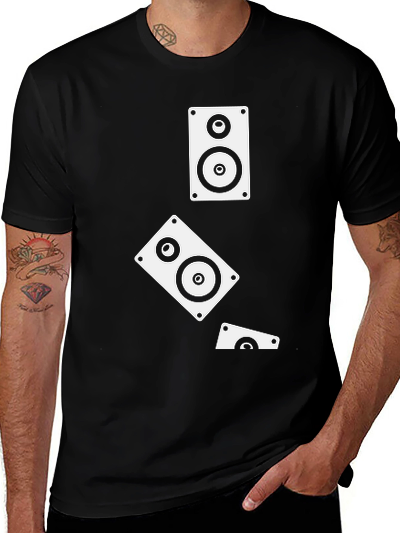 Variant 26 of Speaker Graphic Print Black T-Shirt