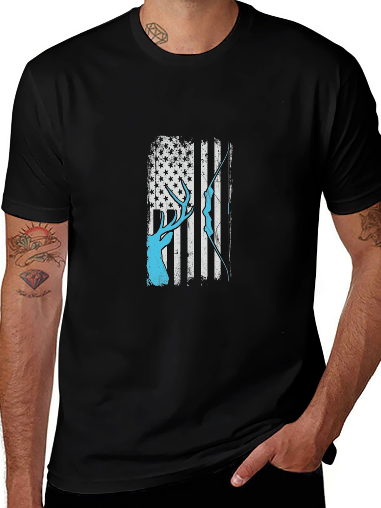 Variant 14 of Deer Hunting Flag Graphic Tee
