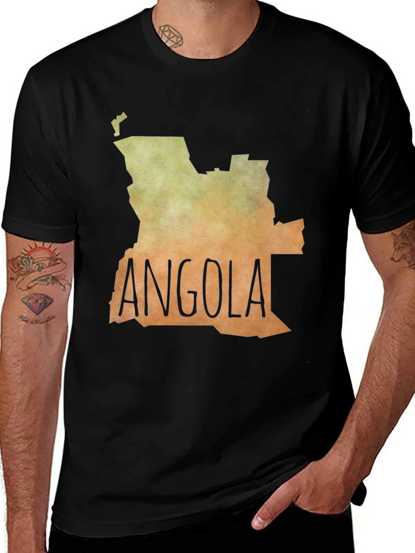 Variant 8 of Angola Map Graphic Tee - Black Unisex T-Shirt