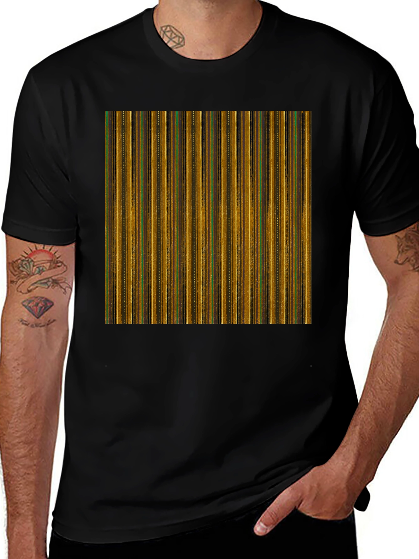 Variant 21 of Retro Stripe Pattern T-Shirt - Unique Design